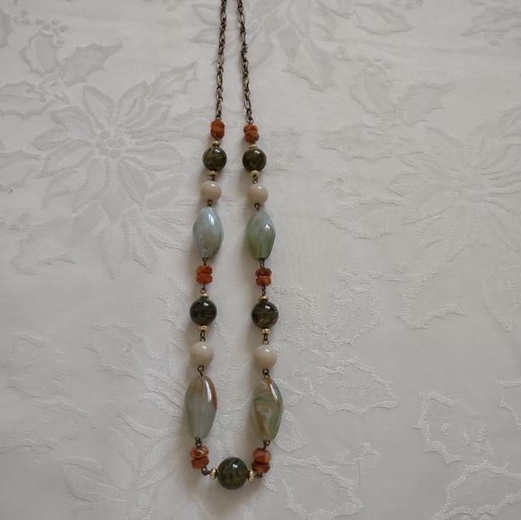 Multi color baroque necklace green orange